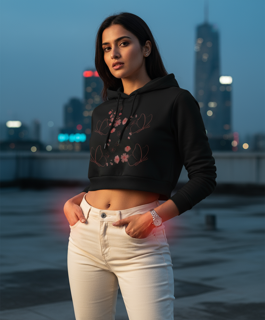 Female Designer Cropped Hoodie