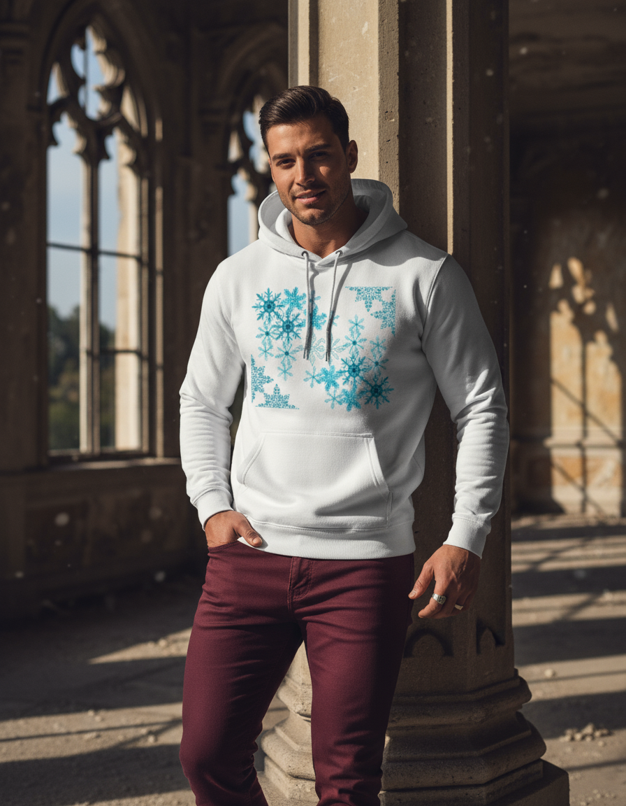Turquoise Snowflake Designer Hoodie