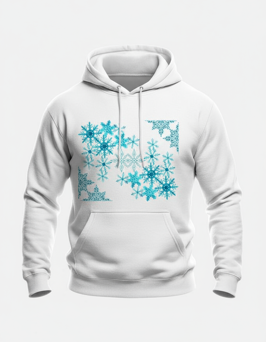 Turquoise Snowflake Designer Hoodie
