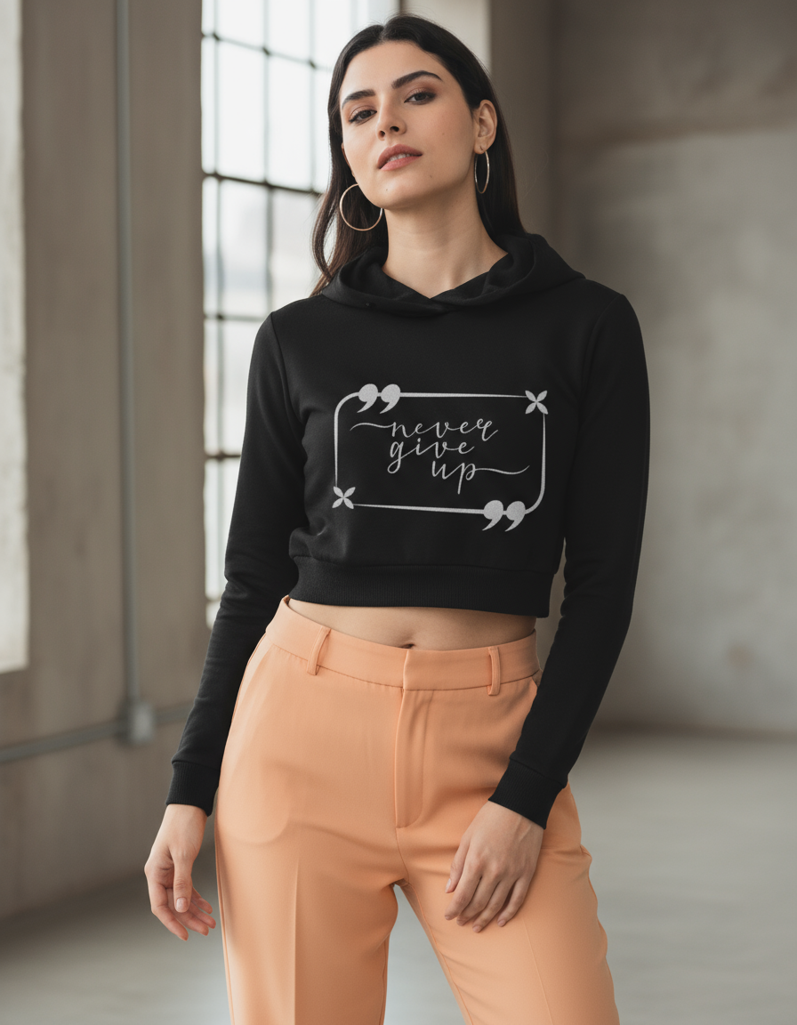 Quote Designer Cropped Hoodie