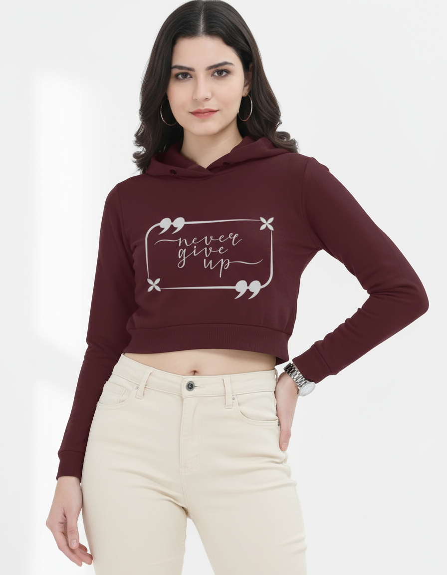 Quote Designer Cropped Hoodie