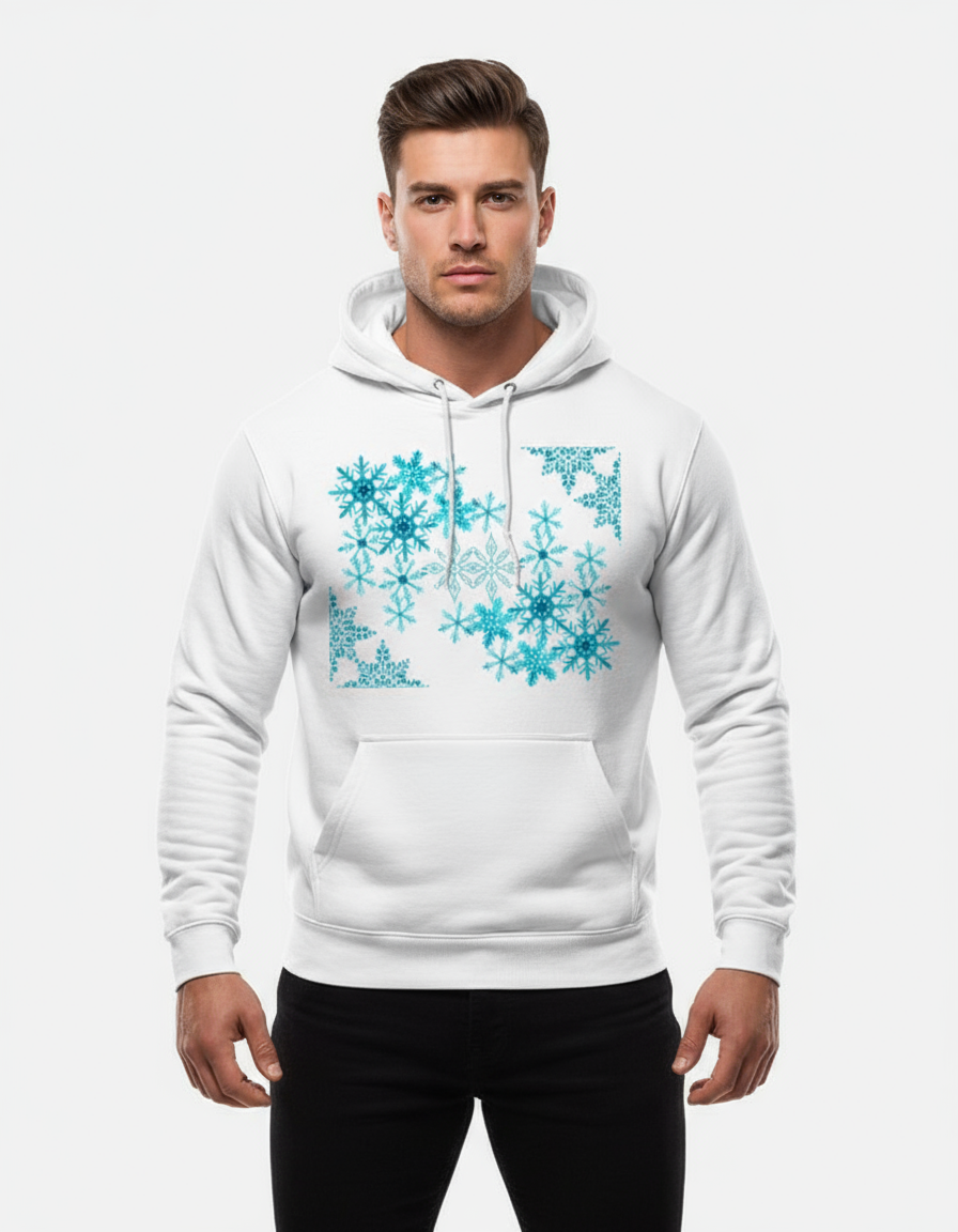 Turquoise Snowflake Designer Hoodie
