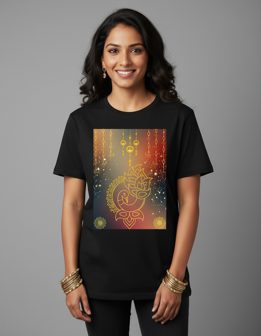 Diwali Peacock Rangoli T-Shirt