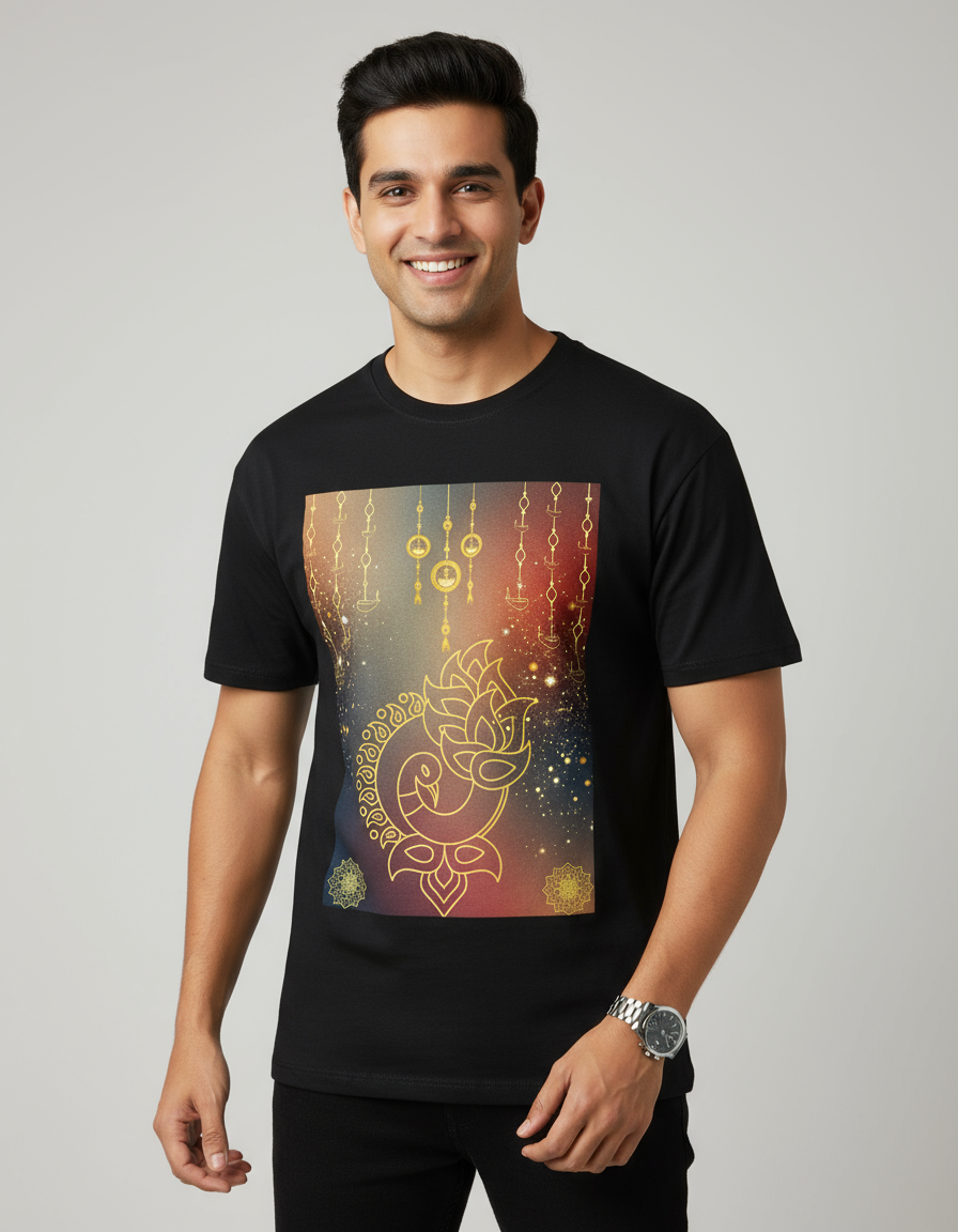 Diwali Peacock Rangoli T-Shirt