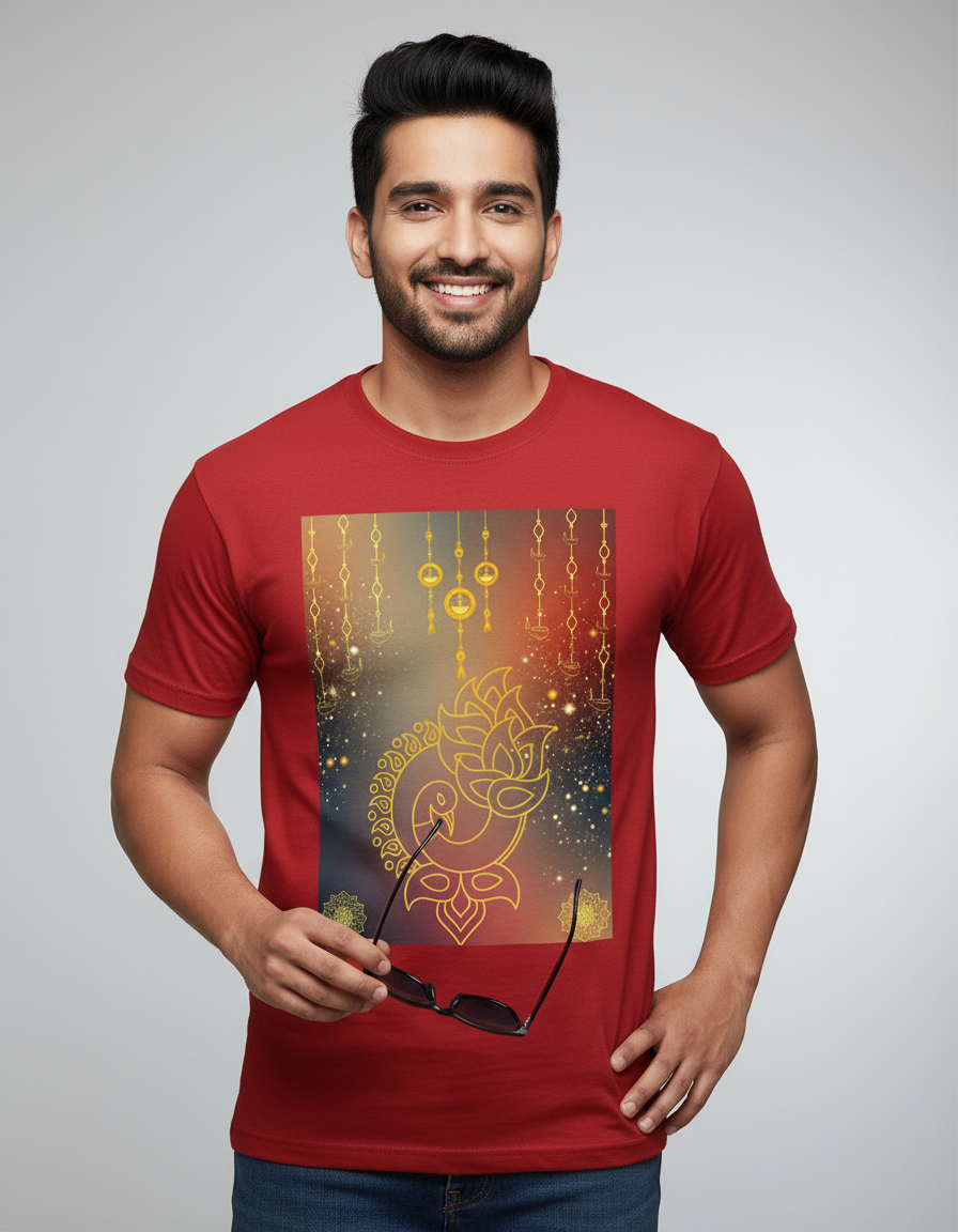 Diwali Peacock Rangoli T-Shirt