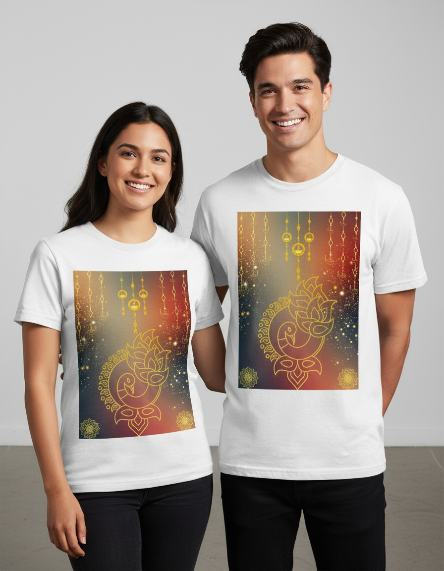 Diwali Peacock Rangoli T-Shirt